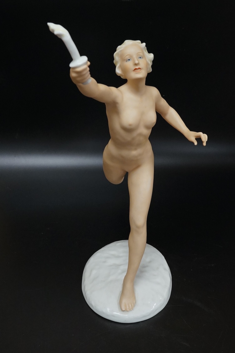 A German porcelain 'Olympics' figurine, 38cm high